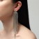 Hanging earrings with rhinestones "Waterfall" fan, white color in silver, 15.5 cm