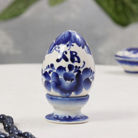 Souvenir "Egg on the stand", 10.x6 cm, gzhel