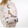 School backpack on lightning from textiles, external pocket, white/pink color