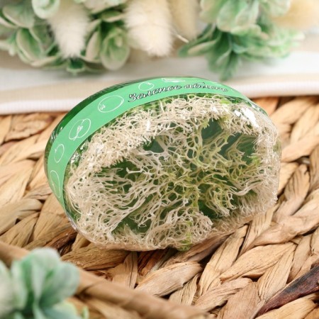 Massage soap with Luffa "Green Apple" 100 g "Dobroparov" Green-3