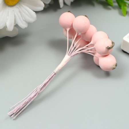 Decor for creativity "Berry Rowan" 1 bouquet = 10 berries pink yoke 10x1.5 cm-1