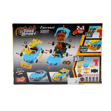 Designer "Supercar", 2 in 1, with electric screwdriver and body kit, 30 parts-8