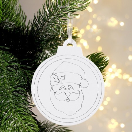 Christmas tree decoration for coloring "Face" 4 pcs., Brush