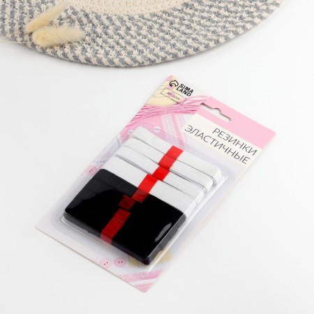 Elastic elastic bands, 10/12/15 mm, 1 m, 8 pcs, black/white color