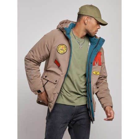 Winter male jacket, size 54, brown color-7