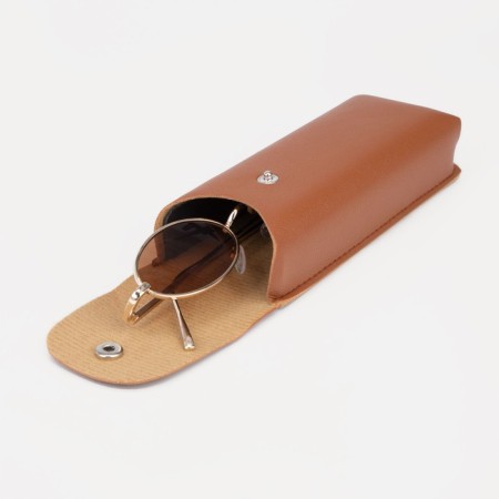 A case for glasses on the button, brown color-3