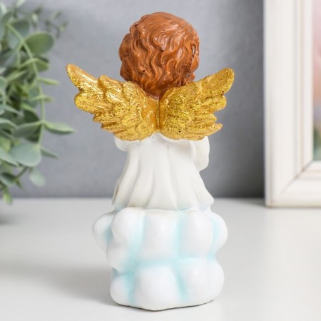 Souvenir Polystone "Angel in toga on a cloud, golden wings" mix 8x7x13.5 cm-3