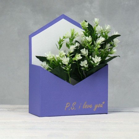 Golden embossing P.S. I love you, lilac 18 x 24 x 7 cm