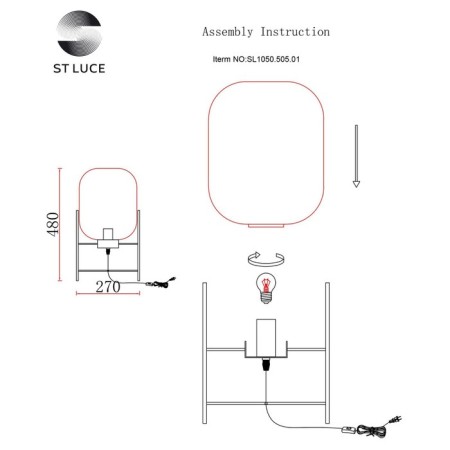 ST LUCE bedside lamp. SL1050.505.01. Burasca. 1x40 W, E27, 28x28x48 cm, black color-9