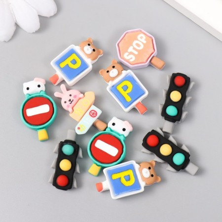 Decor for creativity plastic "Road sign" MIX 2.1x2.7 cm