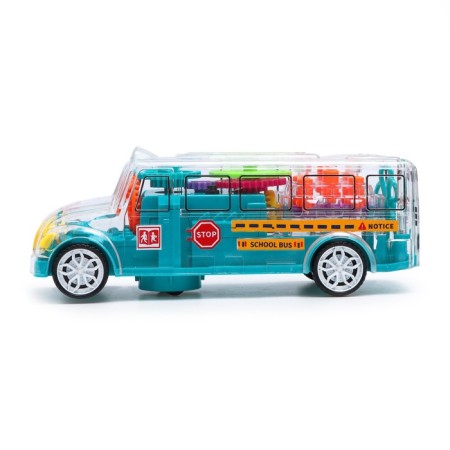The bus "gears", light and sound, works from batteries, blue color-1