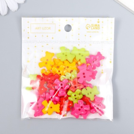 Buttons plastic for creativity 2 punctures "bears" set 36 pcs 1.6x1.9 cm-4