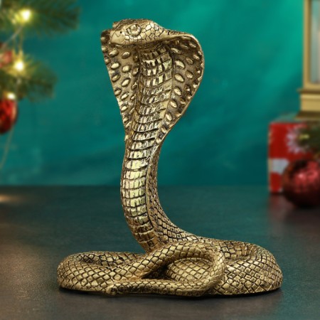 Figure "Royal Cobra Snake" Gold, 14x8x17cm-1