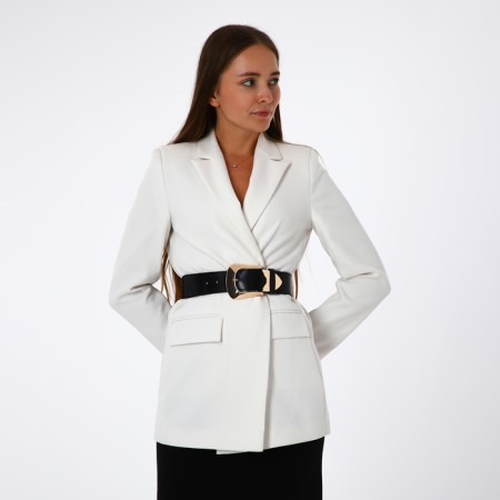 Women's belt, width 4.5 cm, black color