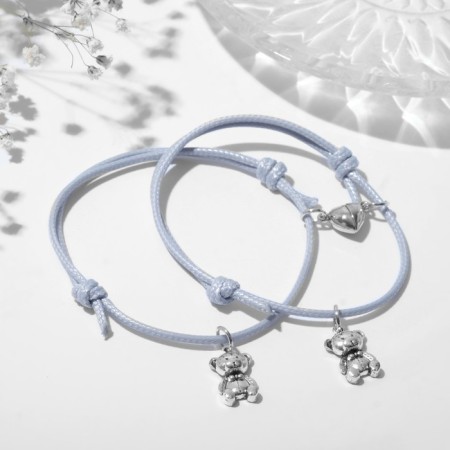 Bracelets "Demetrons" on a magnet, bears with a heart, gray color, 8cm-2