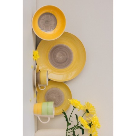 Plate ceramic dessert shade "bud", d = 19 cm, yellow color-9