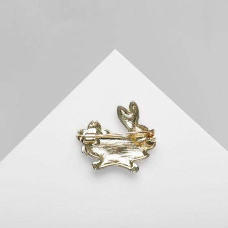 Broach "Bunny", white-pink color in gold-1