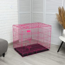 A cell with a hatch for dogs and cats, 85 x 60 x 70 cm, pink