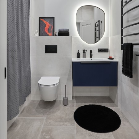 Magma soft rug. Moroshka, for the bathroom 70x70 cm, black color-1