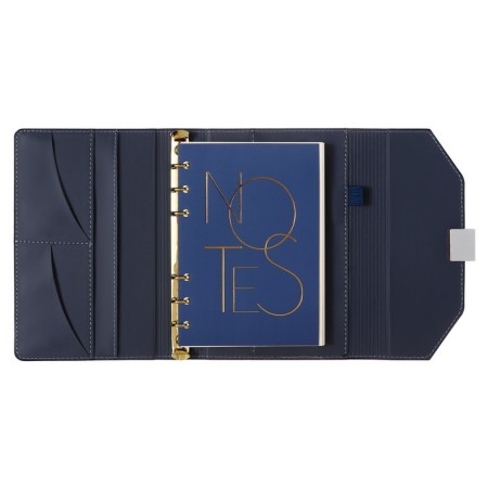 Organizer on Rings A6+, 80 sheets, leatherette, with a valve, a line, with a handle, in a gift box, blue-3
