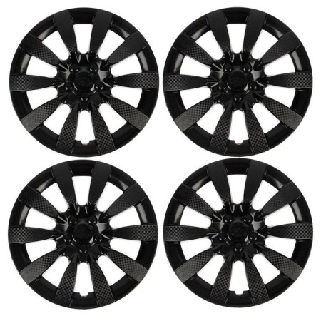 Wheel caps R13 "Tornado", black gloss carbon, set 4 pcs.