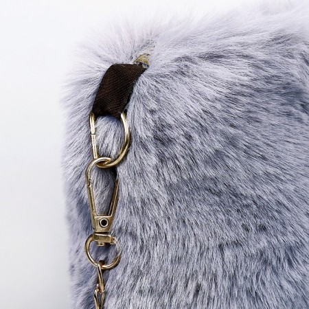 Plush bag, 24x19x3 cm, gray color-3