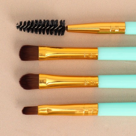 A set of makeup brushes, 4 objects, turquoise/golden color-3