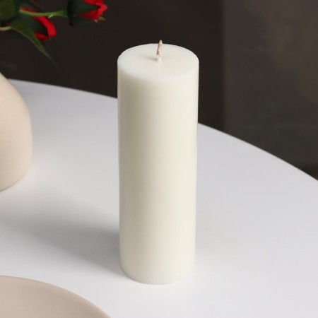 Candle-cylinder smooth, 5x15 cm, white-1