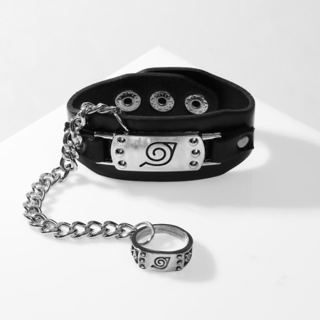 Bracelet Skin "Japan" of the leaf ninja, ring 18 size, color silver-black-1