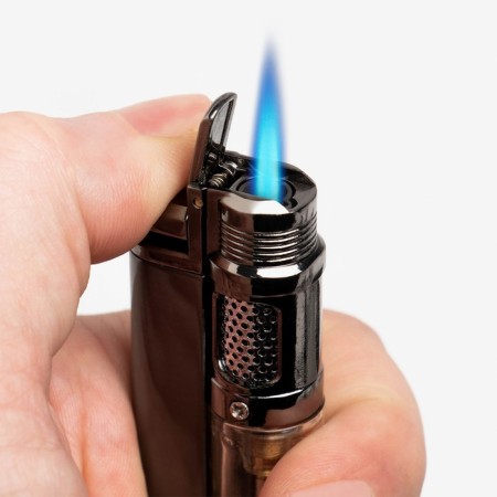 Gas lighter, turbo, piezo, silver-1