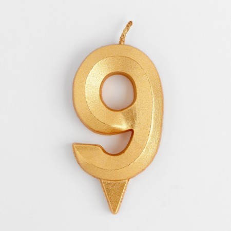 Candle in the Cake "Fine", number "9", gold metallic, 6.5 cm-2