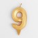 Candle in the Cake "Fine", number "9", gold metallic, 6.5 cm
