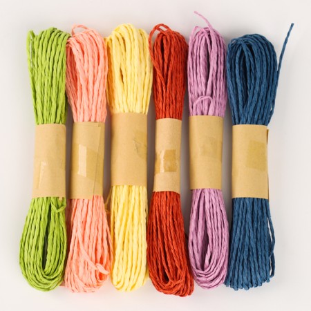 Rafia "Valley", length 1pc. - 10 m., Set 6 pcs., Mix color