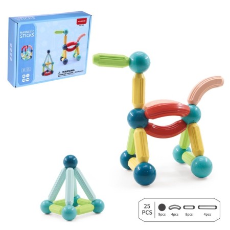 Magnetic designer for babies "Magic sticks", 25 parts