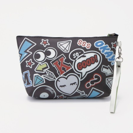 Cosmetic bag with lightning, black color-1