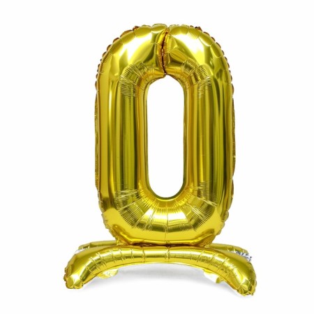 Foil ball 32 "number 0", on a stand, color gold
