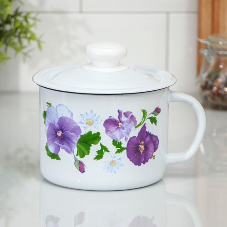 Lid mug, 1 L, Mix drawing, white color-4