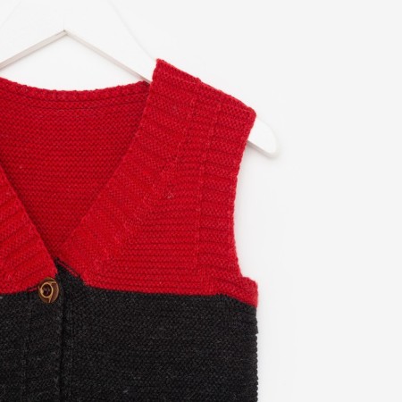 Vest for a boy, red/beige color, height 92 cm-6