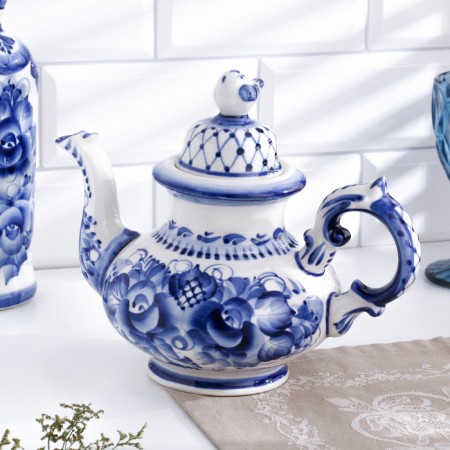 Teapot "Sparrow", 26 x 21 cm, gzhel-1