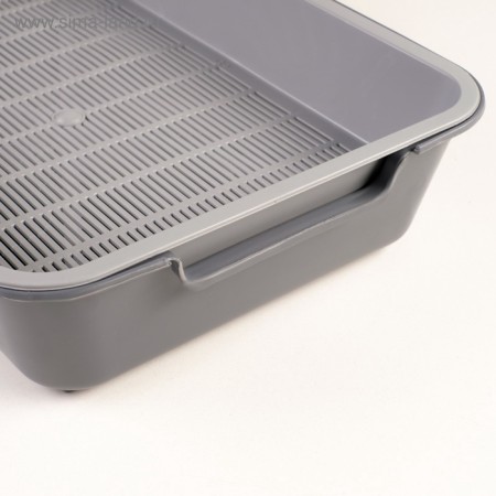 Toilet with a grid "Bella" for cats, 37 x 27 x 8 cm, gray-2
