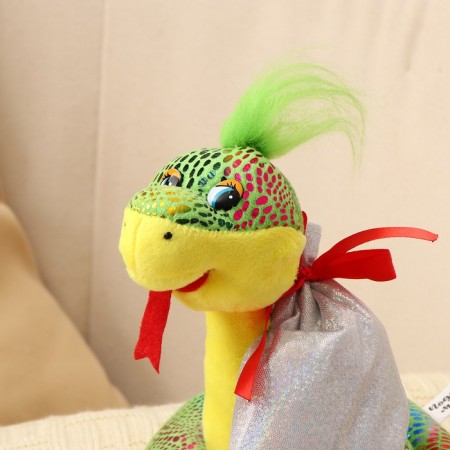 Soft toy "Snake", with a gift bag, 15 cm, green color-2