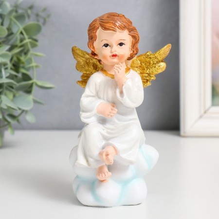 Souvenir Polystone "Angel in toga on a cloud, golden wings" mix 8x7x13.5 cm-1