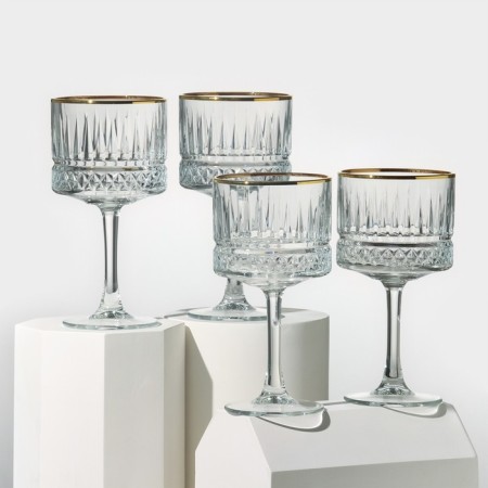 Elysia glass glasses set, 500 ml, 4 pcs, with a golden border