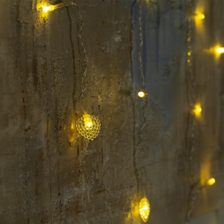 Garland "fringe" 2 × 1.5 m with nozzles "heart", IP20, transparent thread, 124 LED, glow warm white, 220 V-2