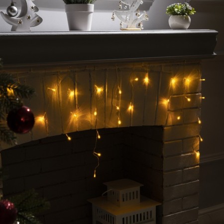 Garland "fringe" 1.8 × 0.5 m, IP20, transparent thread, 48 LED, yellow glow, 8 modes, 220 V-1