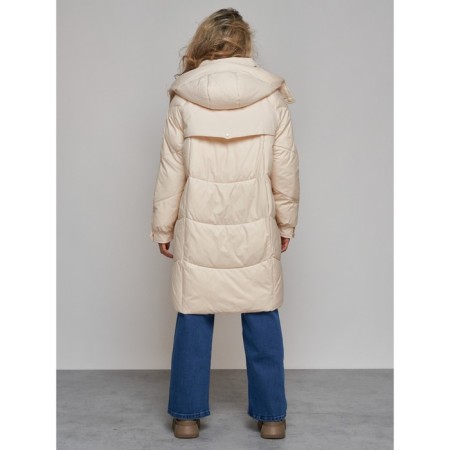 Coat insulated winter female, size 48, beige color-3