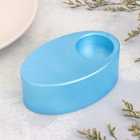 Cloth "narrow oval. Marble" from gypsum, 11.5x7x4cm, blue-1