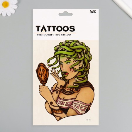Tattoo on the body color "Medusa Gorgon" 26.1x14.6 cm
