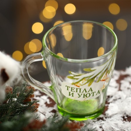 Gift set of New Year's mugs of glass "Curvat and comfort!", 2 pcs-9