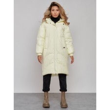 Coat insulated winter female, size 48, color light yellow